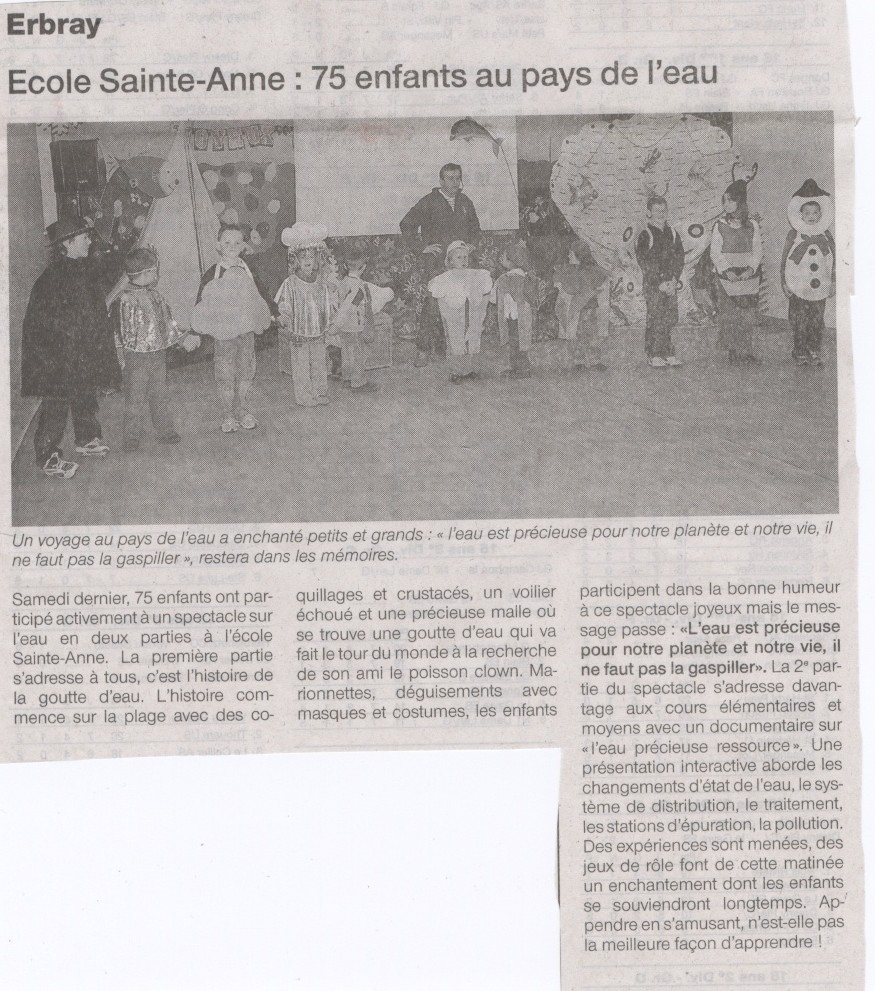 Ecole Ste Anne spectacle de la goutte d'Eau (Novembre 2007)